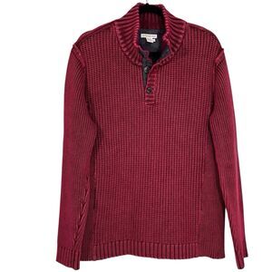 Carbon 2 Cobalt Sweater Mock Neck Large Burgundy Red Heavyweight Knit Henley